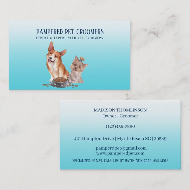 Carte de visite Spa de chien de chien de taille (Devant / Derrière)