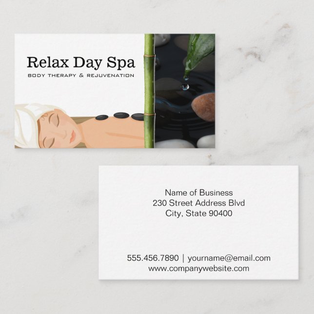 Carte De Visite Spa de massage | Congé de goutte d'eau (Devant / Derrière)