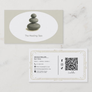 Carte De Visite Spa de Rétablissement 3 Pierres Gris & Beige Moder