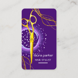 Carte De Visite Spa de salon violet pour ciseaux dorés