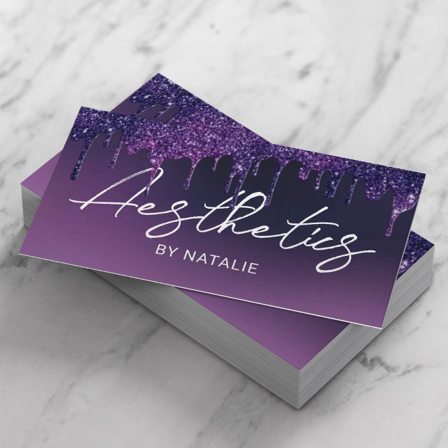 Carte De Visite Spa de soins de la peau Esthétique Élégant Purple  (Créateur téléchargé)