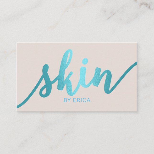 Carte De Visite SPA Esthétique Turquoise Script Skincare Salon (Devant)