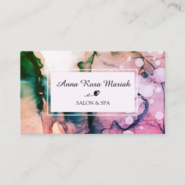 Carte De Visite *~* Spa et salon Aquarelle Abstraite Artsy Trendy (Devant)