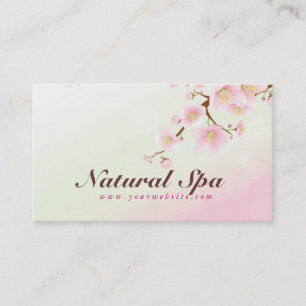 Carte De Visite Spa Naturel En Fleur De Cerisier Rose Et Blanc