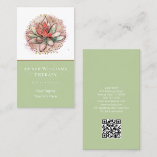 Carte De Visite Spa thérapeutique Yoga Succulent guérison QR Code