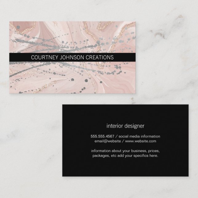 Carte De Visite Spatter artistique | Marbre rose (Devant / Derrière)
