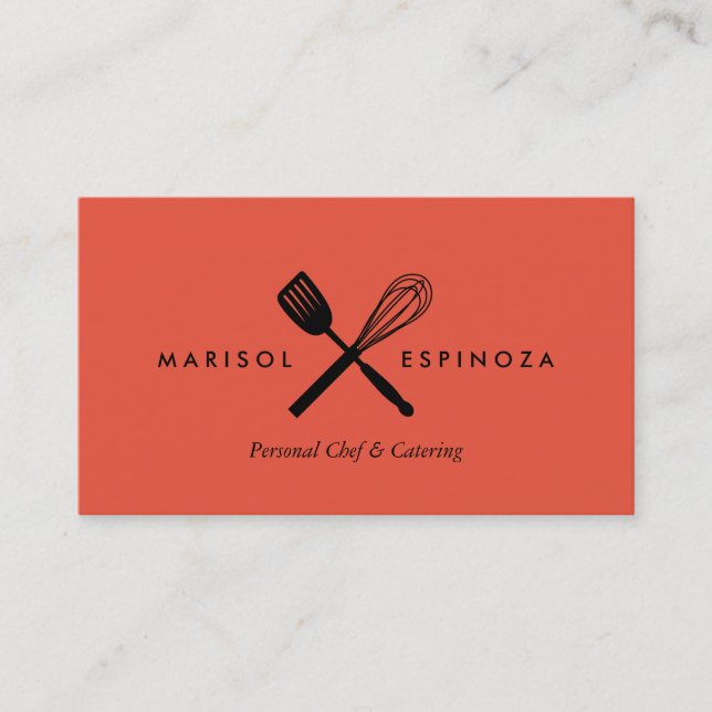 Carte De Visite Spatula Whisk Chef Traiteur Cuisine (Devant)