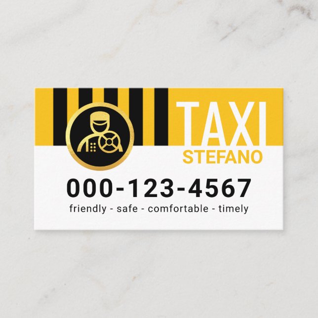 Carte De Visite Special Vertical Black Taxi Stripes (Devant)