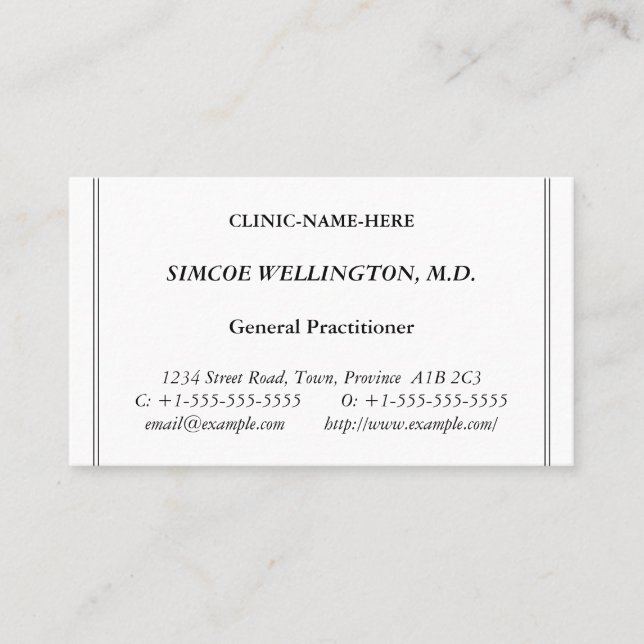 Carte de visite spécialisé en soins de santé class (Devant)