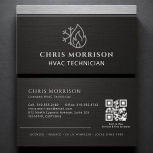 Carte De Visite Spécialiste CVC Code QR Chauffage Climatisation