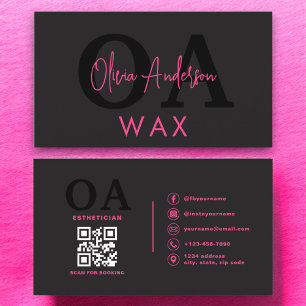 Carte De Visite Spécialiste de cire Esthéticien QR Code Hot rose n
