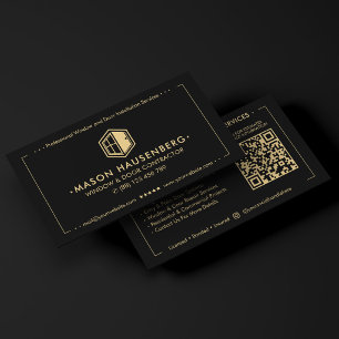 Carte De Visite Spécialiste de fenêtres de porte moderne Noir 