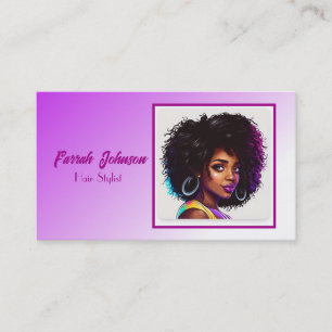 Carte De Visite Spécialiste de la coiffure naturelle ombrée violet