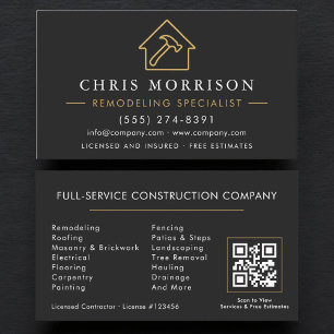 Carte De Visite Spécialiste de la rénovation de code QR Constructi