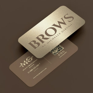Carte De Visite Spécialiste de Sourcils de Luxe Brun Faux Or