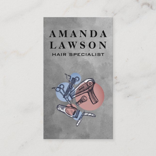Carte De Visite Spécialiste des cheveux | Outils élégants (Devant)