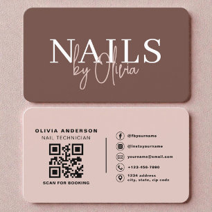Carte De Visite Spécialiste des Ongles Artiste Code QR Terracotta