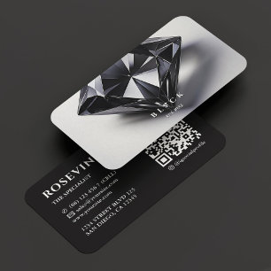 Carte De Visite Spécialiste Diamant Bijoux Élégant Minimal Noir