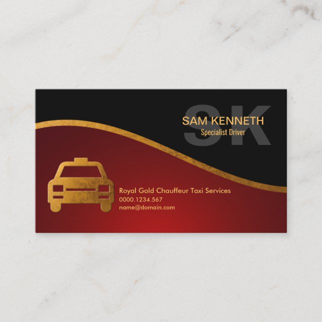 Carte De Visite Spécialiste du logo Monogramme Gold Pilote de taxi (Devant)