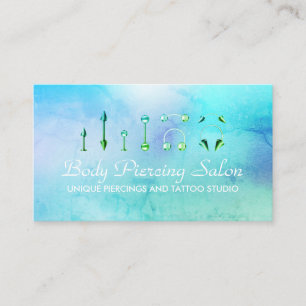 Carte De Visite Spécialiste du piercing hologramme Couleur verte C