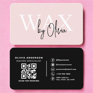 Carte De Visite Spécialiste en esthétique et cire rose Code QR