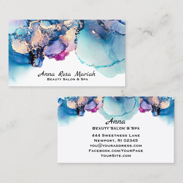 Carte De Visite *~* Spécifications O. Yummy Turquoise Turquoise Go (Devant / Derrière)