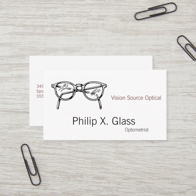 Carte De Visite Spectacles Vêtements de lunettes Vision optique (Devant/Arrière en situation)