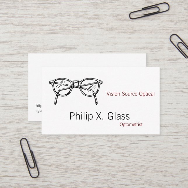 Carte De Visite Spectacles Vêtements de lunettes Vision optique (Devant/Arrière en situation)