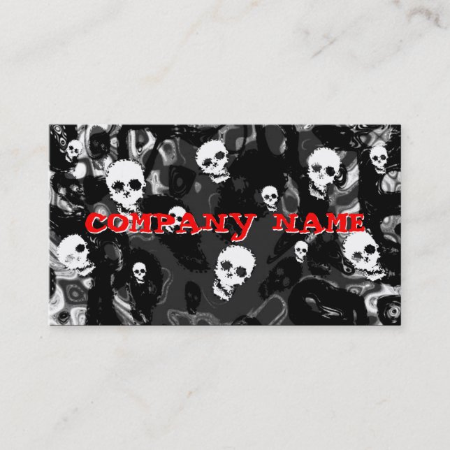 Carte De Visite Spectres de crâne B & W petit horizontal rouge (Devant)