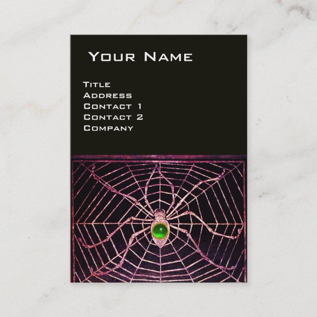 Carte De Visite SPIDER ET WEB Green Emerald Black Pearl Papier (Devant)