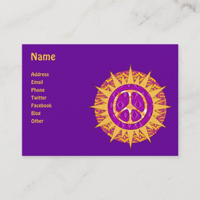 Carte De Visite Spirale de Sun de paix (Devant)
