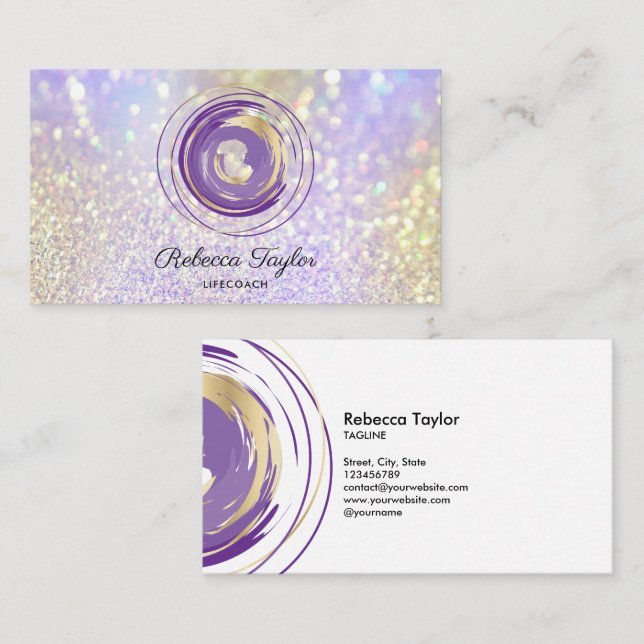 Carte De Visite spirale spirituelle yoga entraîneur de vie tendanc (Devant / Derrière)