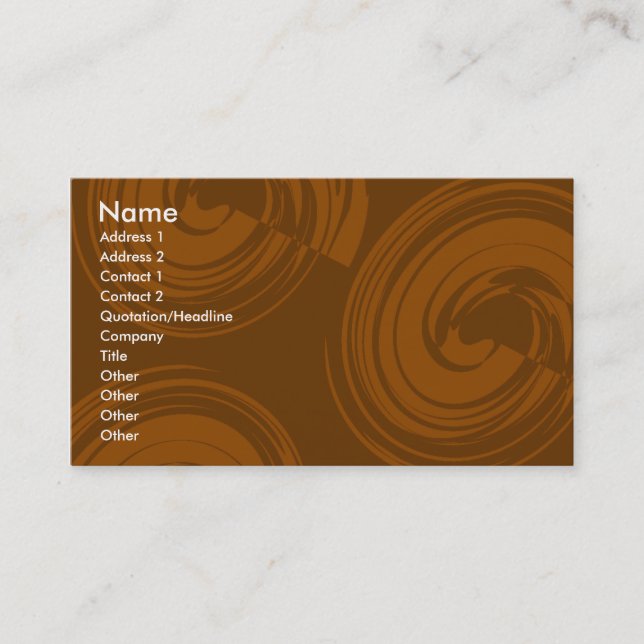 Carte De Visite Spirales au chocolat (Devant)