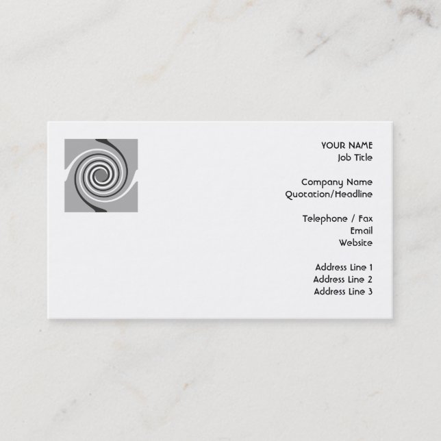 Carte De Visite Spirales dans gris et blanc. Remous élégants (Devant)