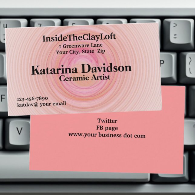 Carte De Visite Spirales Pastel rose et Pêche (business card template design front and back )