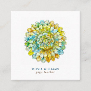 Carte de visite spirituel jaune vert de yoga de