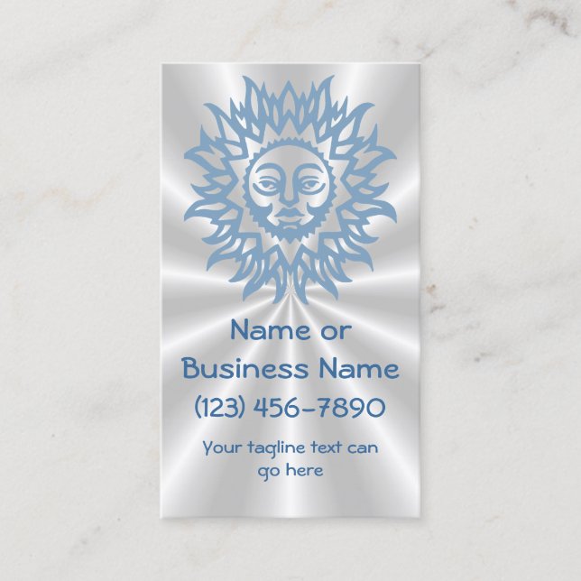 Carte De Visite Splendid Sun in Blue sur Silver Sunburst Arrière - (Devant)