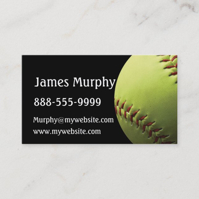 Carte De Visite Sport de softball jaune (Devant)
