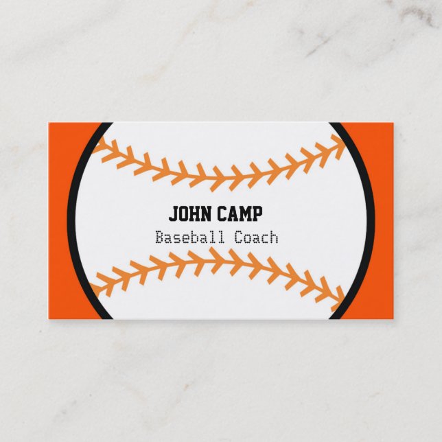 Carte de visite sportif de baseball Black & Orange (Devant)