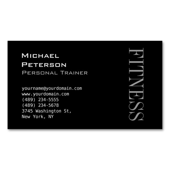 Carte de visite sportif tendance Grey Black Fitnes (devant)