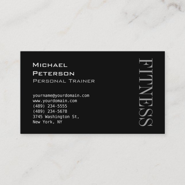Carte de visite sportif tendance Grey Black Fitnes (Devant)