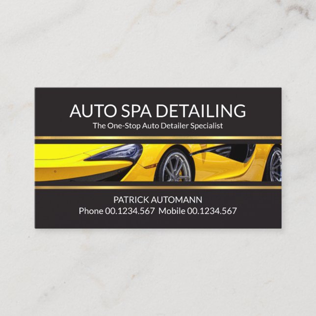 Carte De Visite Sports Car Gold Lines Détail auto (Devant)