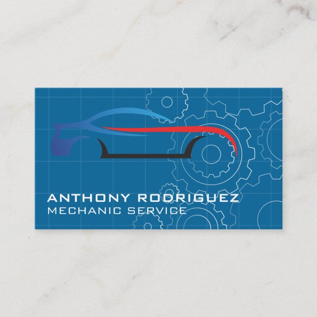 Carte De Visite Sports Car Stylized Logo | Gears | Auto Services (Devant)