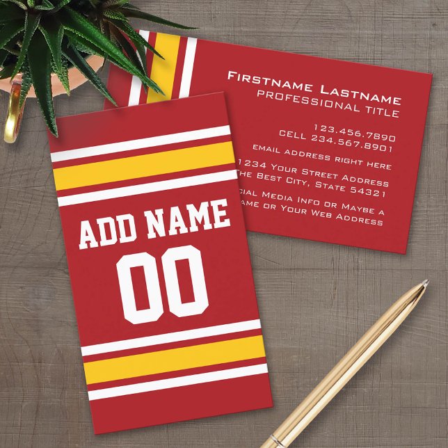 Carte De Visite Sports Team Football Jersey Nom personnalisé Numér (Custom Business Card Template)