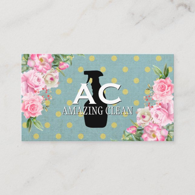 Carte De Visite Spray à bouteille | Polka Dot Spray | Fleurs (Devant)