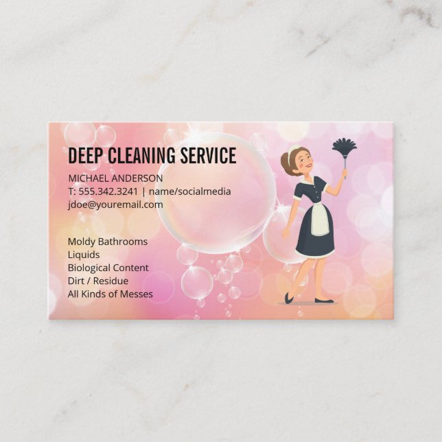 Carte De Visite Spray de nettoyage | Services de nettoyage de mais (Devant)
