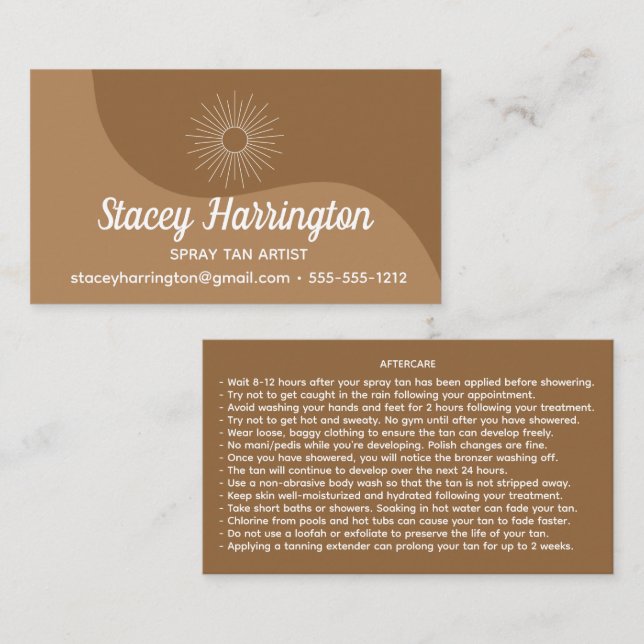 Carte De Visite Spray Tan Artiste Tanning Mobile (Devant / Derrière)