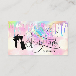 Carte De Visite Spray tan licorn holographe arc-en-ciel gouttes de