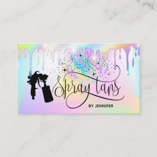 Carte De Visite Spray tan licorn holographe arc-en-ciel gouttes de