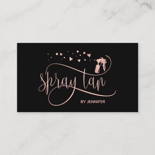 Carte De Visite Spray Tan machine mobile studio de bronzage coeurs (Devant)
